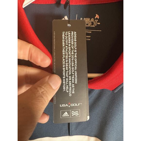 Adidas USA Golf Polo Shirt Mens XL White Navy Red Olympic Team NWT Performance - Picture 5 of 7